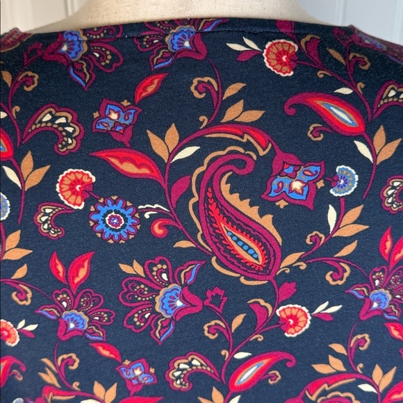 LOFT Paisley Ruffle Cinched Sleeve V-Neck Top SZ XXL - Picture 8 of 12